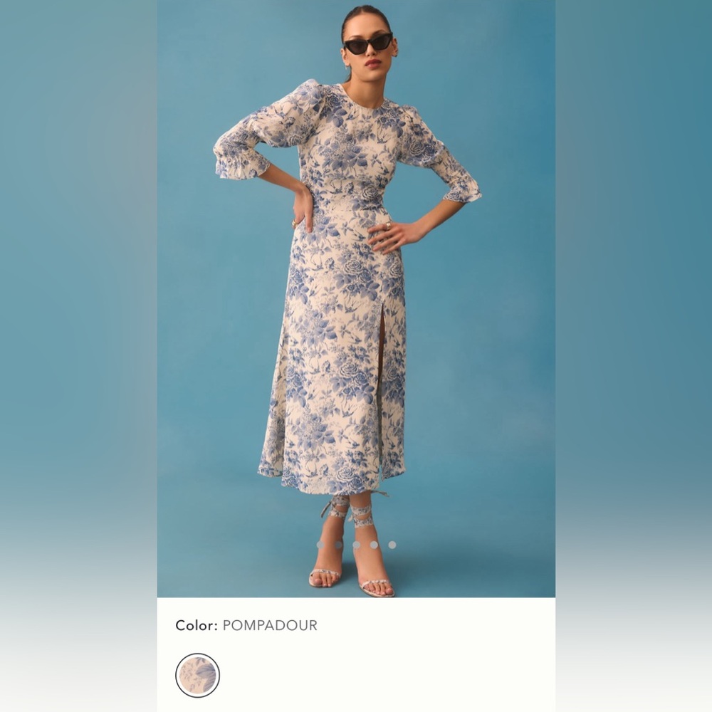 Reformation midi dress 	Falls 49.5" from shoulder